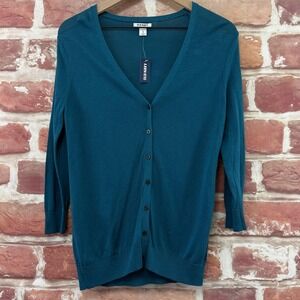 Old Navy Cardigan Sweater Women's M Teal Blue Button Front Lightweight Knit